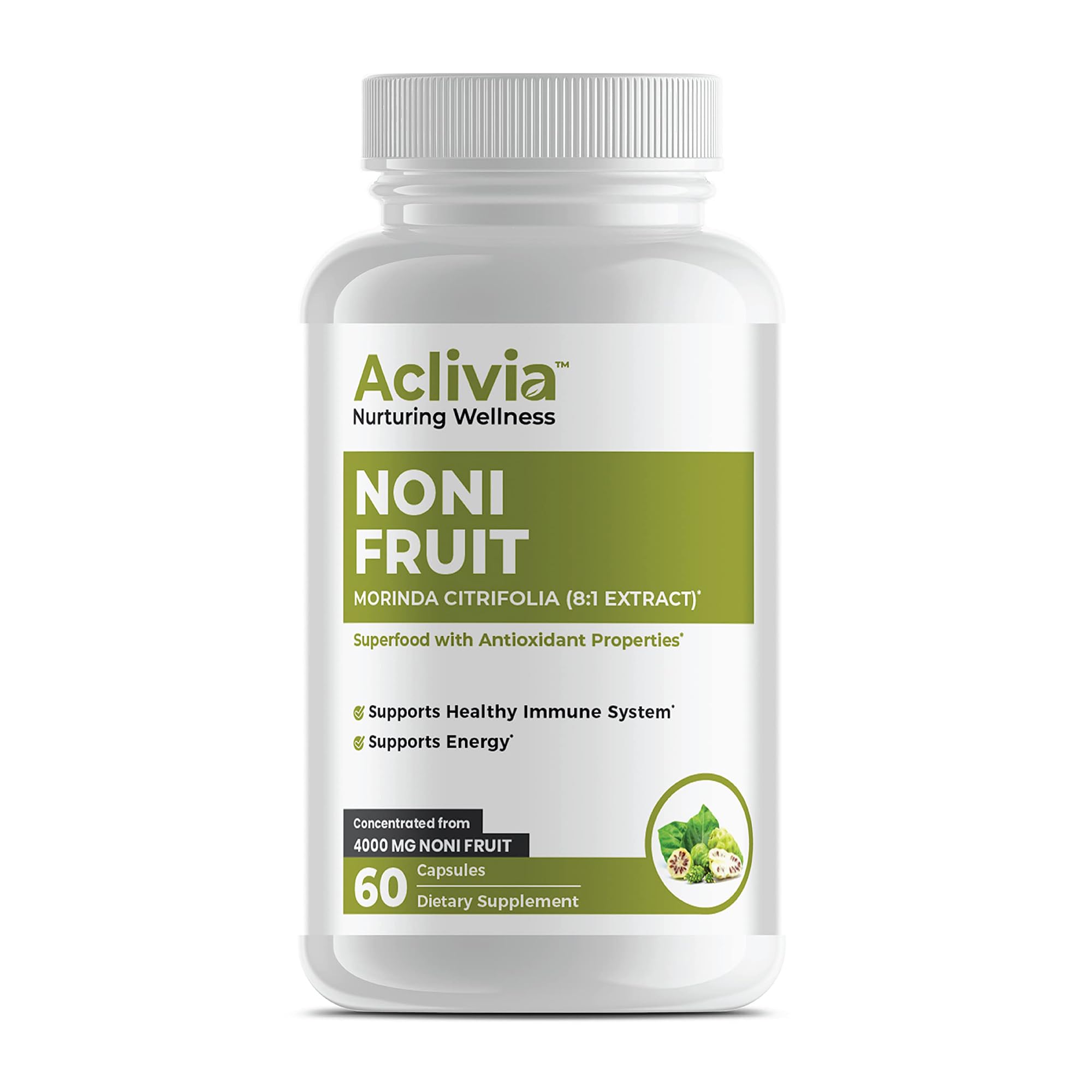Aclivia Hawaiian Noni bottle front for daily wellness.