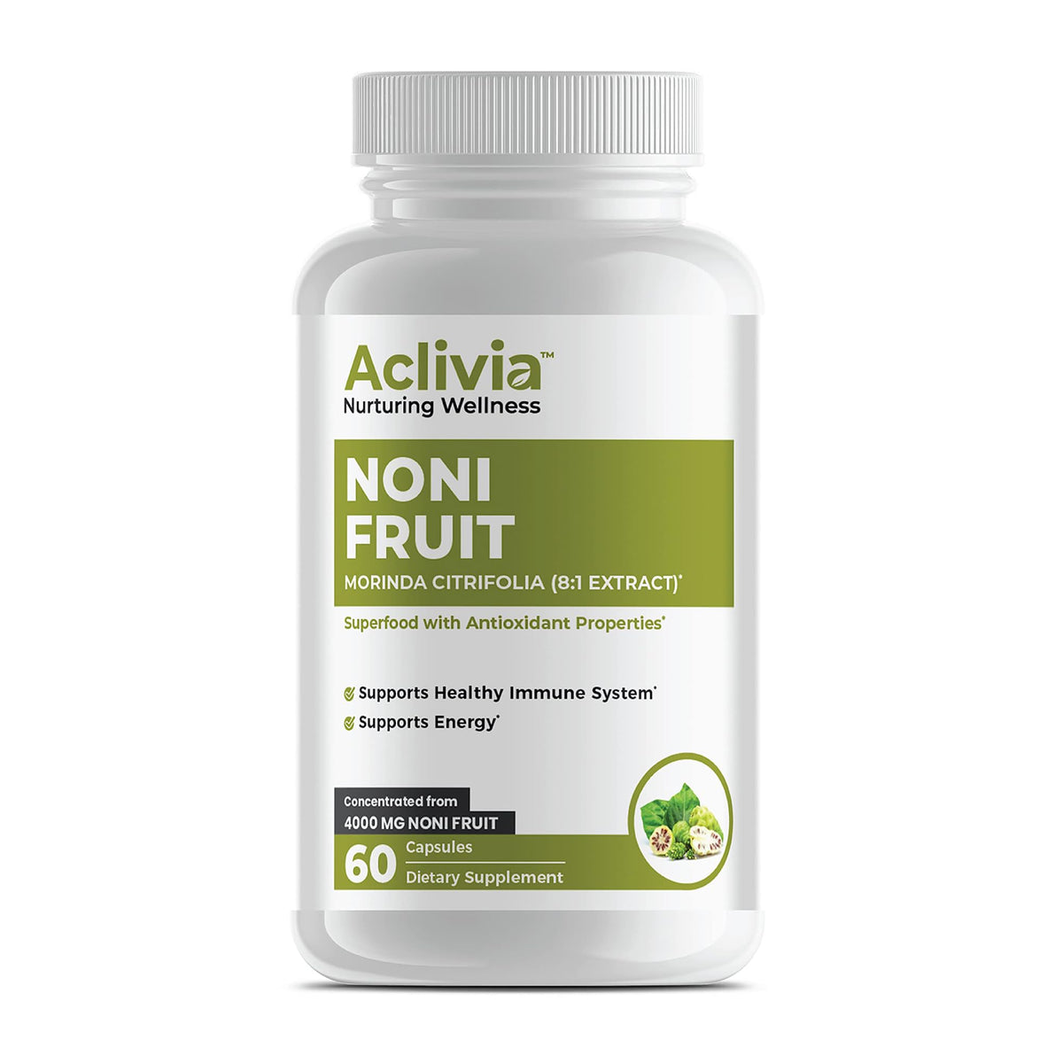 Aclivia Hawaiian Noni bottle front for daily wellness.