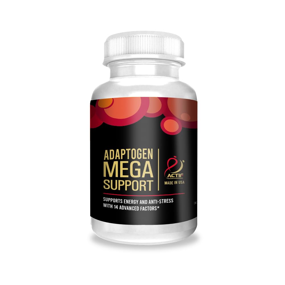 ACTIF Adaptogen Mega Support bottle front view with quick energy potential.