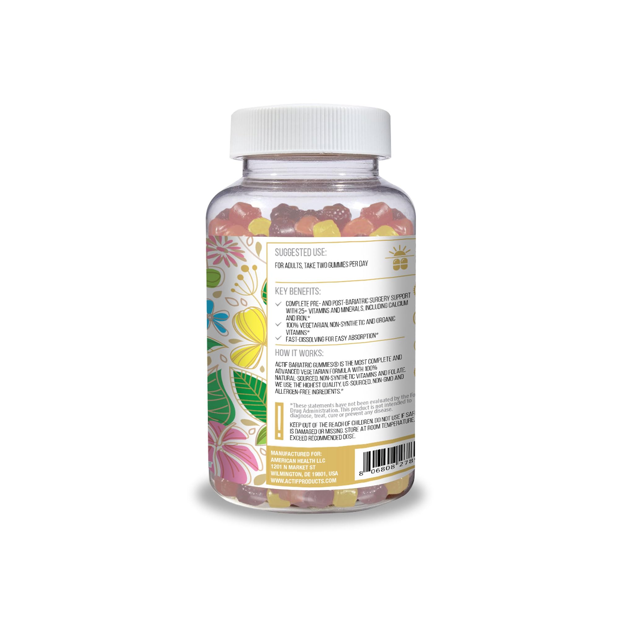 ACTIF bariatric gummies inside view reveals vibrant gummies enriched with organic nutrients.
