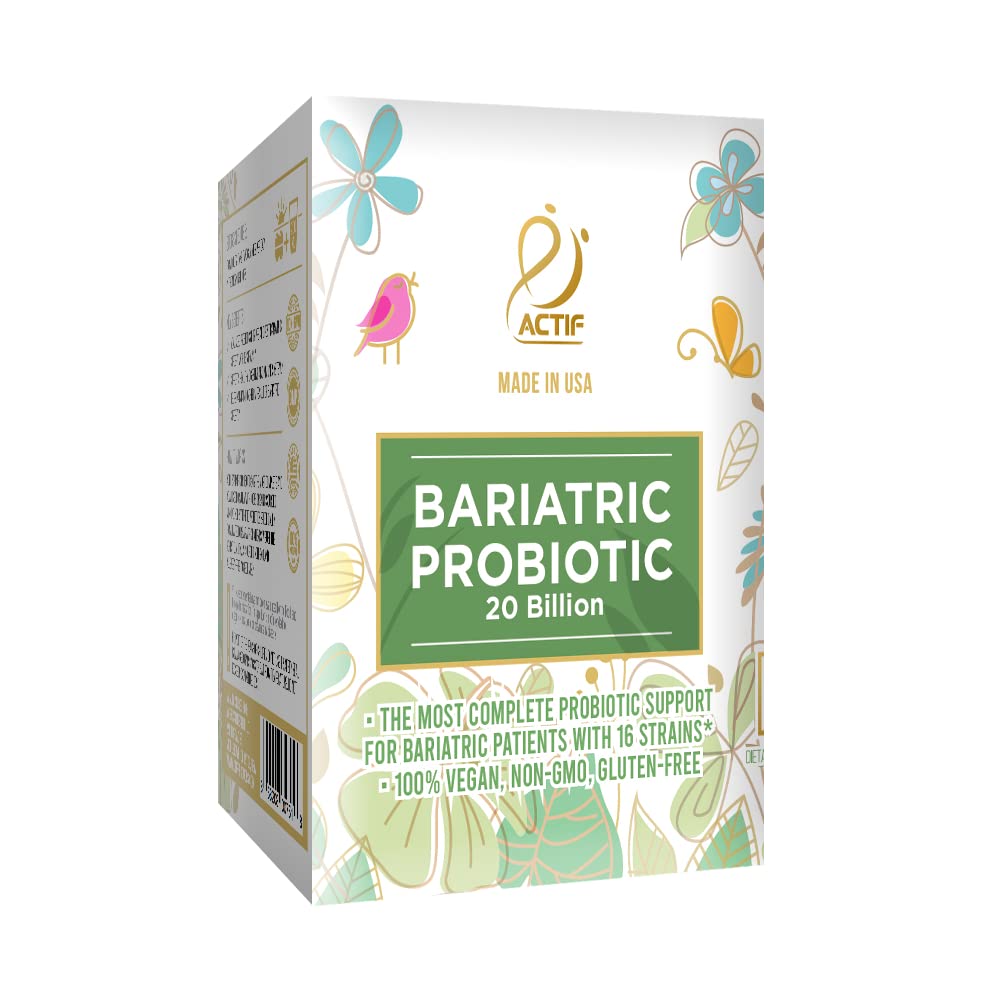 ACTIF Bariatric Probiotic 20B CFU bottle for daily gut support and immune balance.