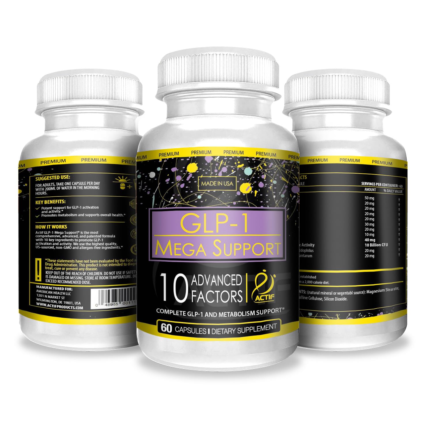 ACTIF GLP-1 Mega Support fenugreek imagery shows natural carbohydrate digestion support.