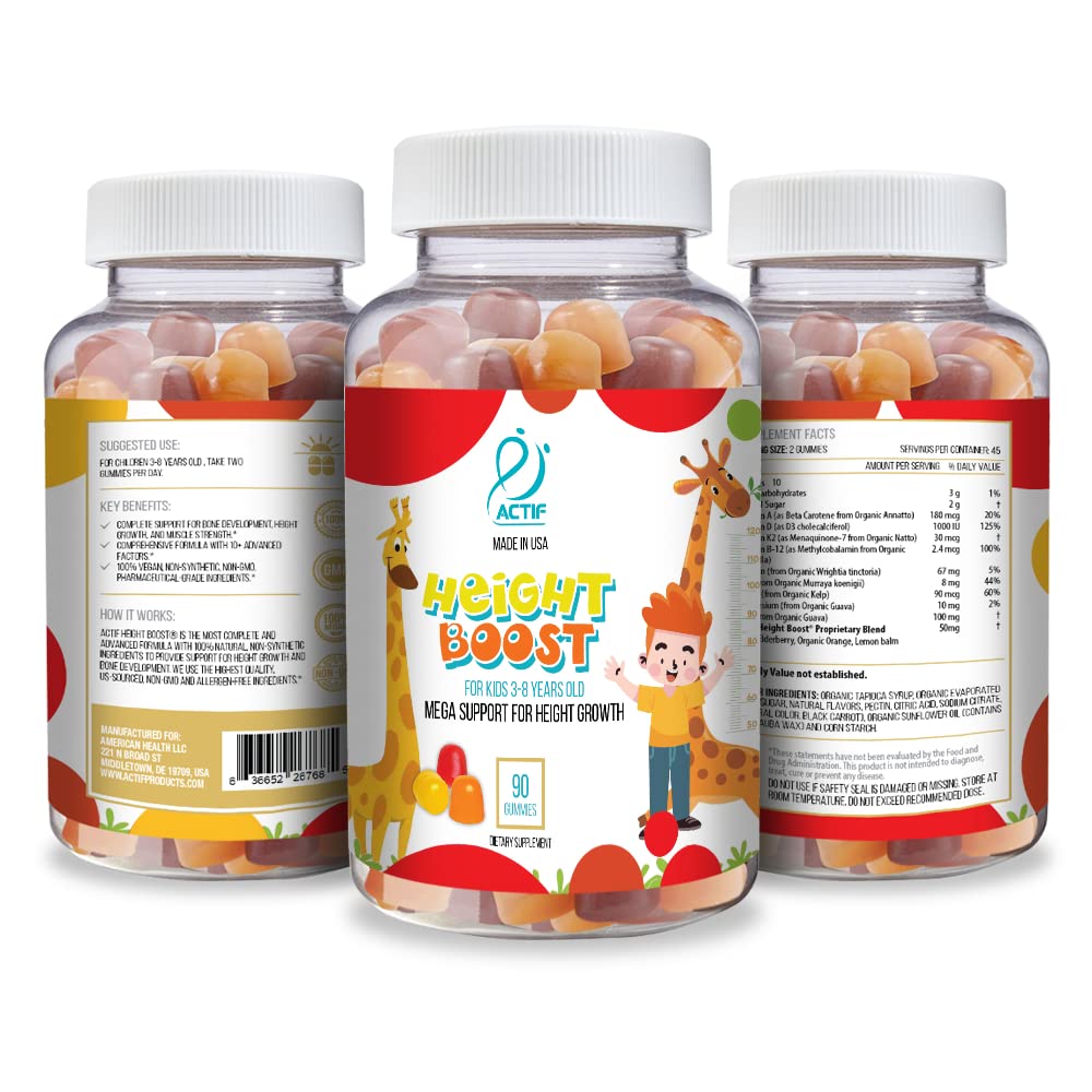 Actif Height Boost strawberry gummies close-up for kids' nutrition