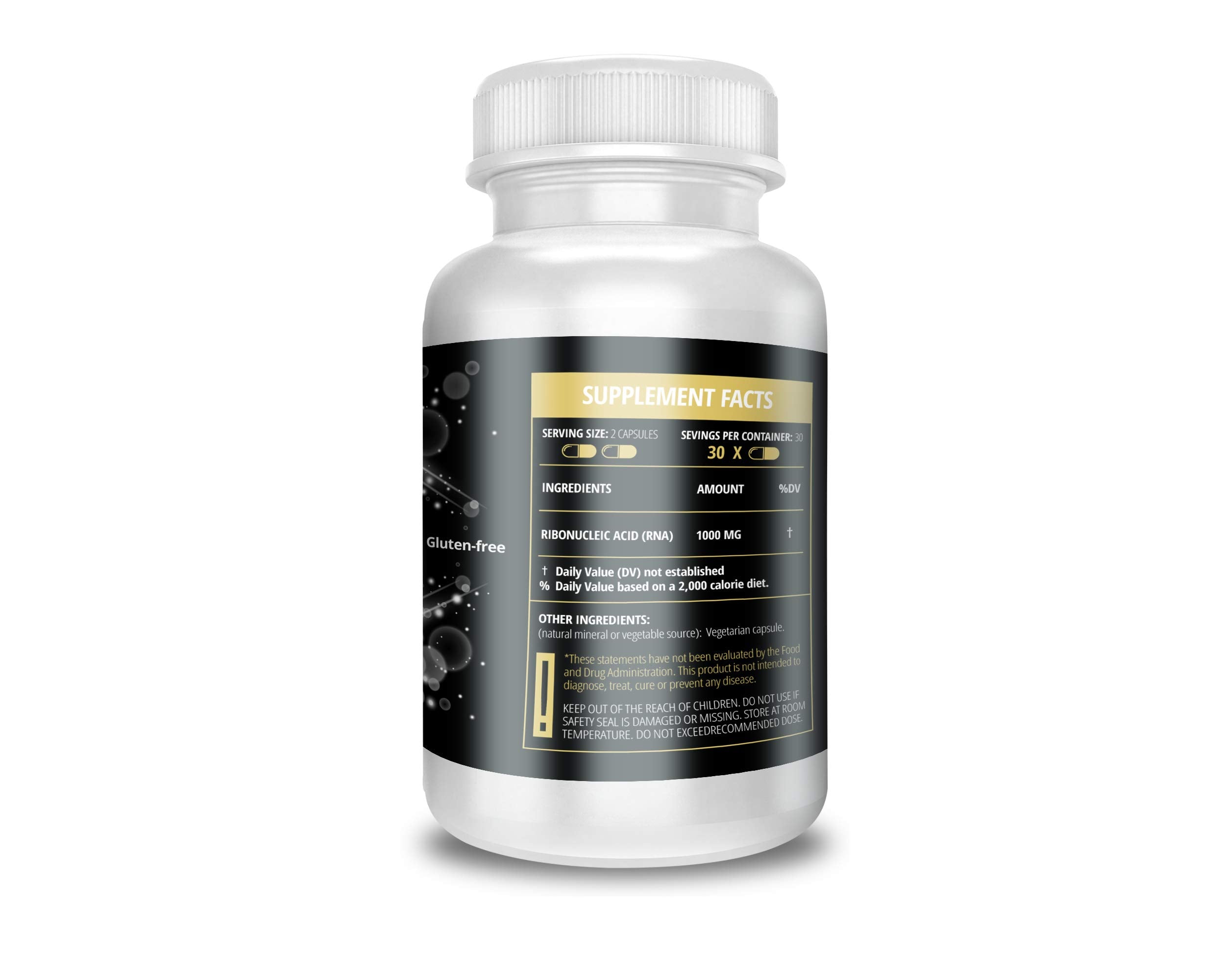 ACTIF RNA capsules on a desk with healthy snacks.