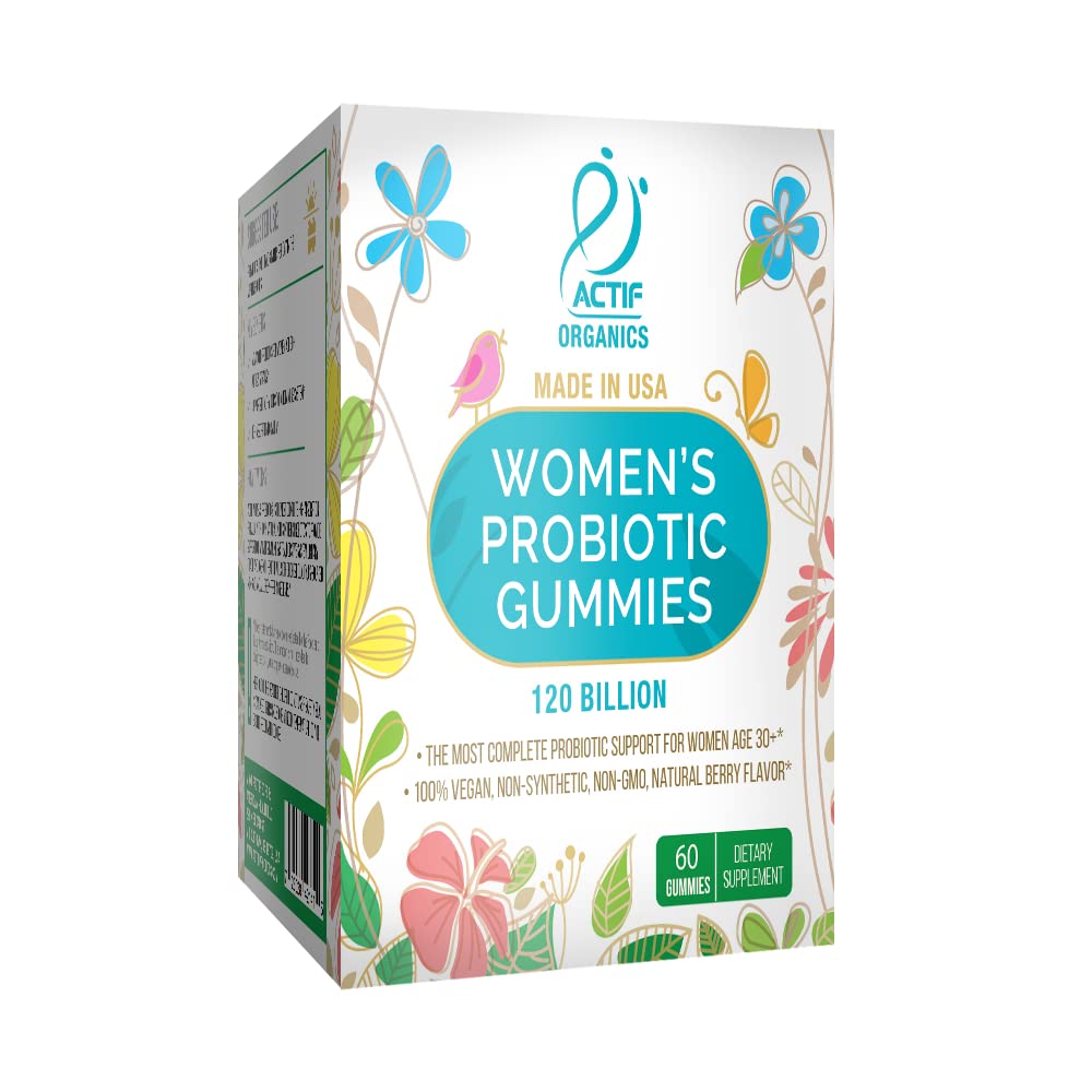 ACTIF Women's Probiotic Gummies bottle pour illustrates easy daily intake for immune balance.