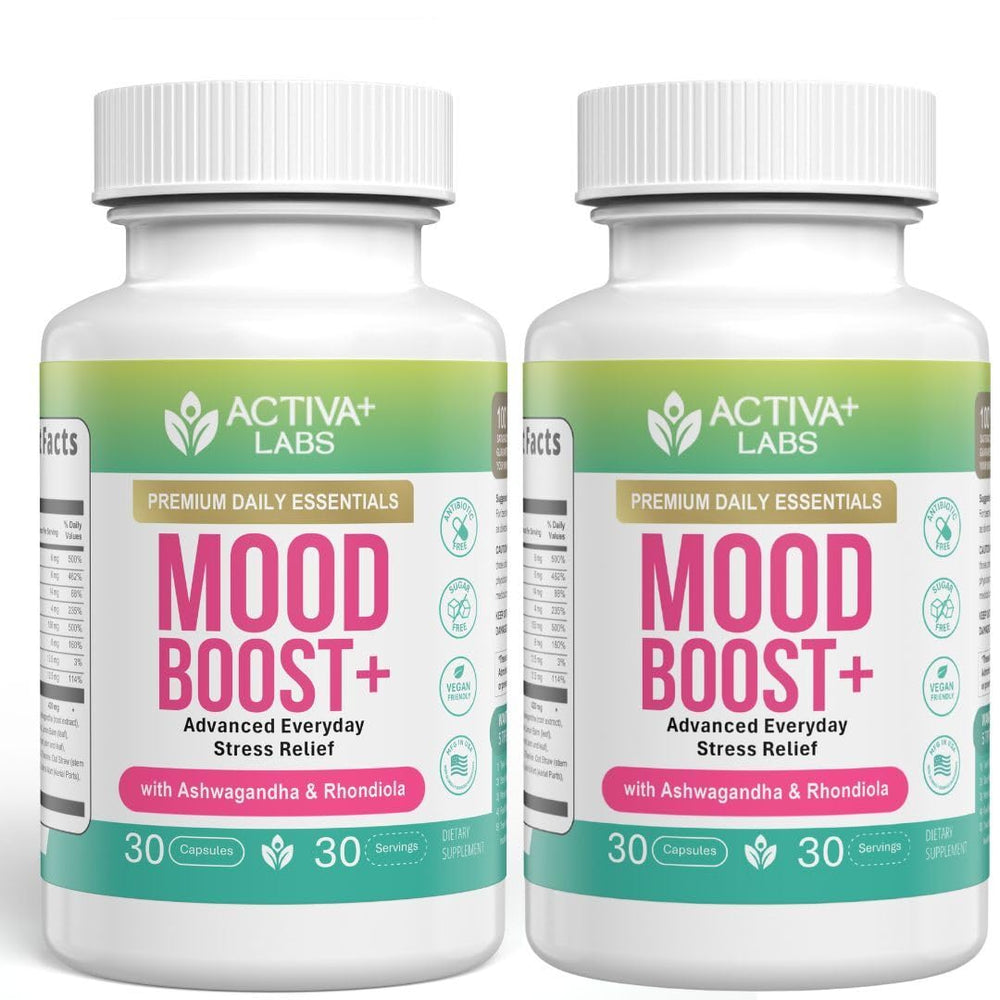 Activa Labs Mood Boost bottle may support calm focus and steady energy.