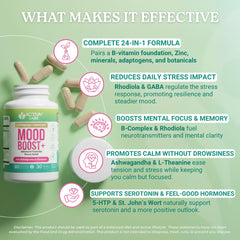 Activa Labs Mood Boost label highlights vegan, non-GMO credentials.