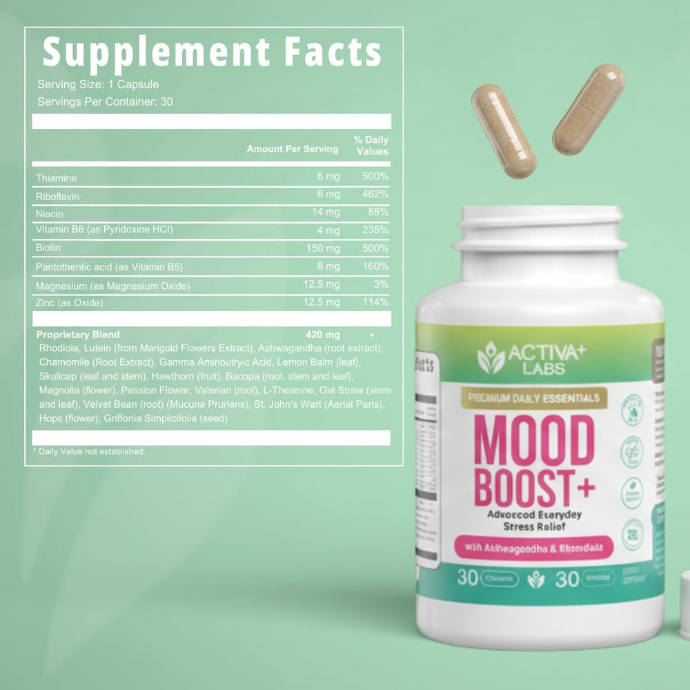 Activa Labs Mood Boost 60-day supply box signals long-lasting convenience.