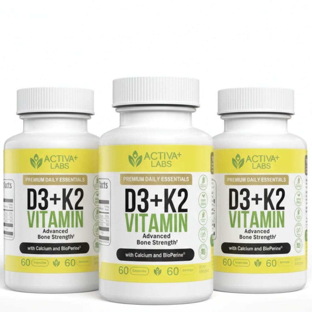Activa Labs Vitamin D3 & K2 softcapsules for vegan bone support.