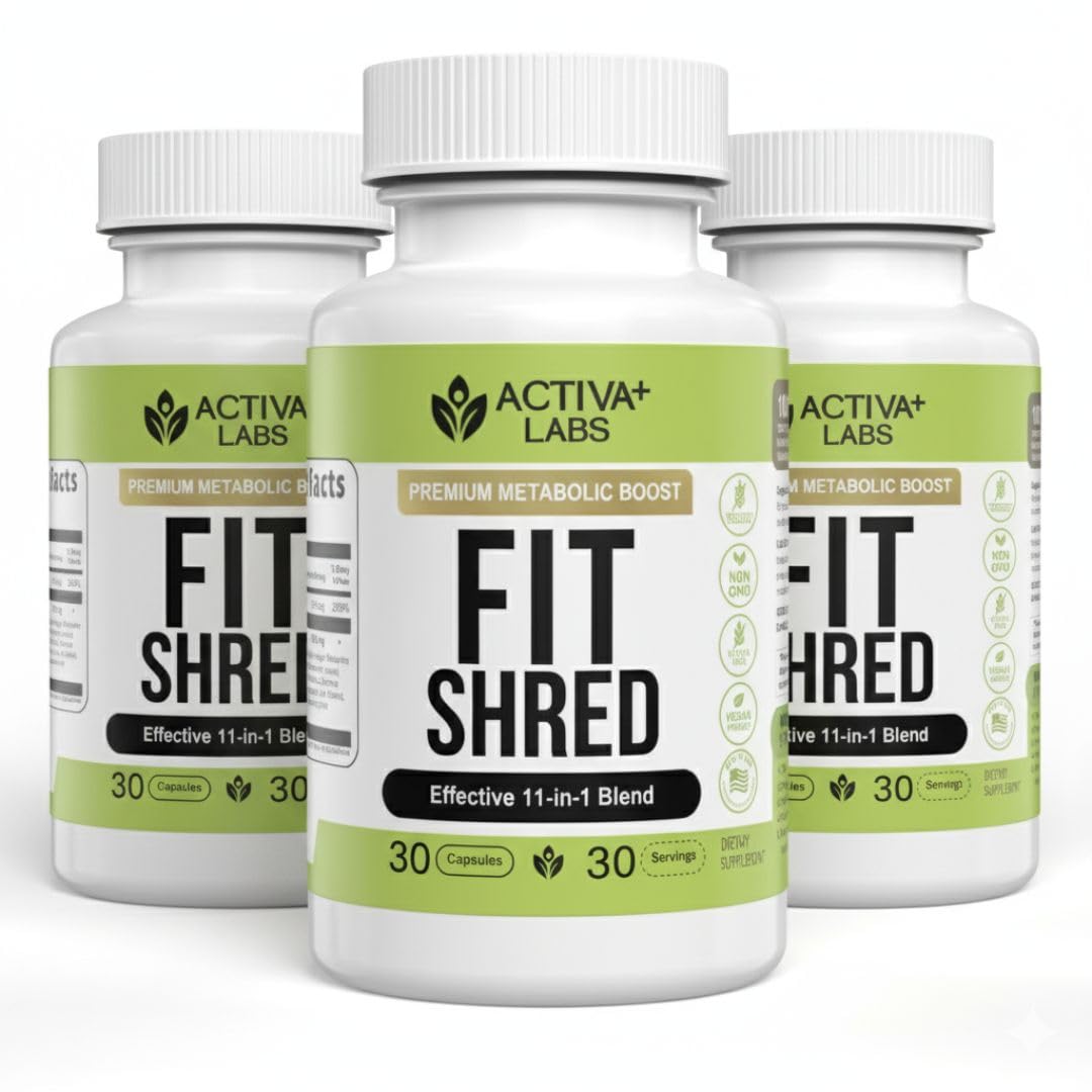 Activa Labs Fit Shred bottle front showing compact daily energy support packaging.