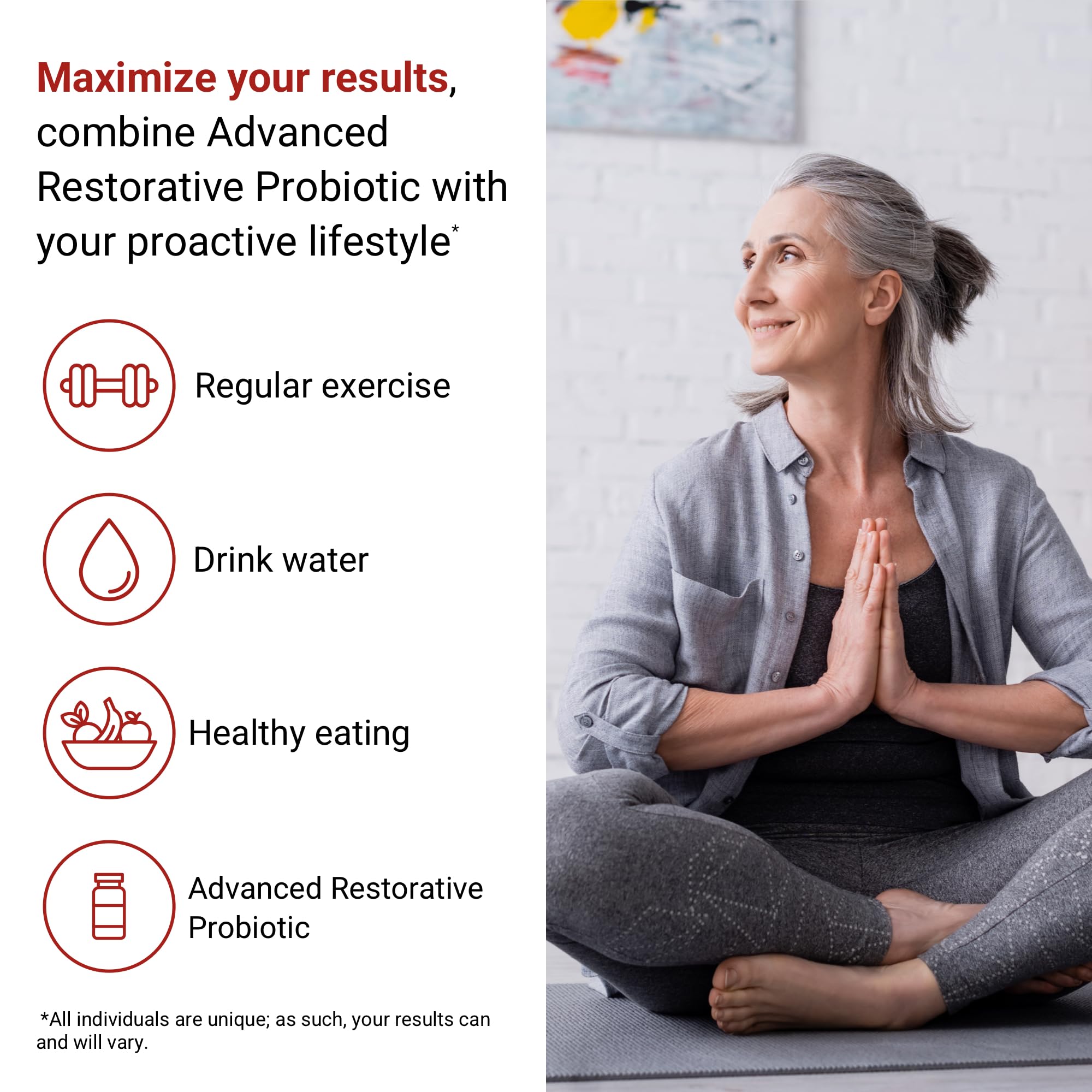 ActivatedYou Advanced Restorative Probiotic visual highlighting gut health benefits.