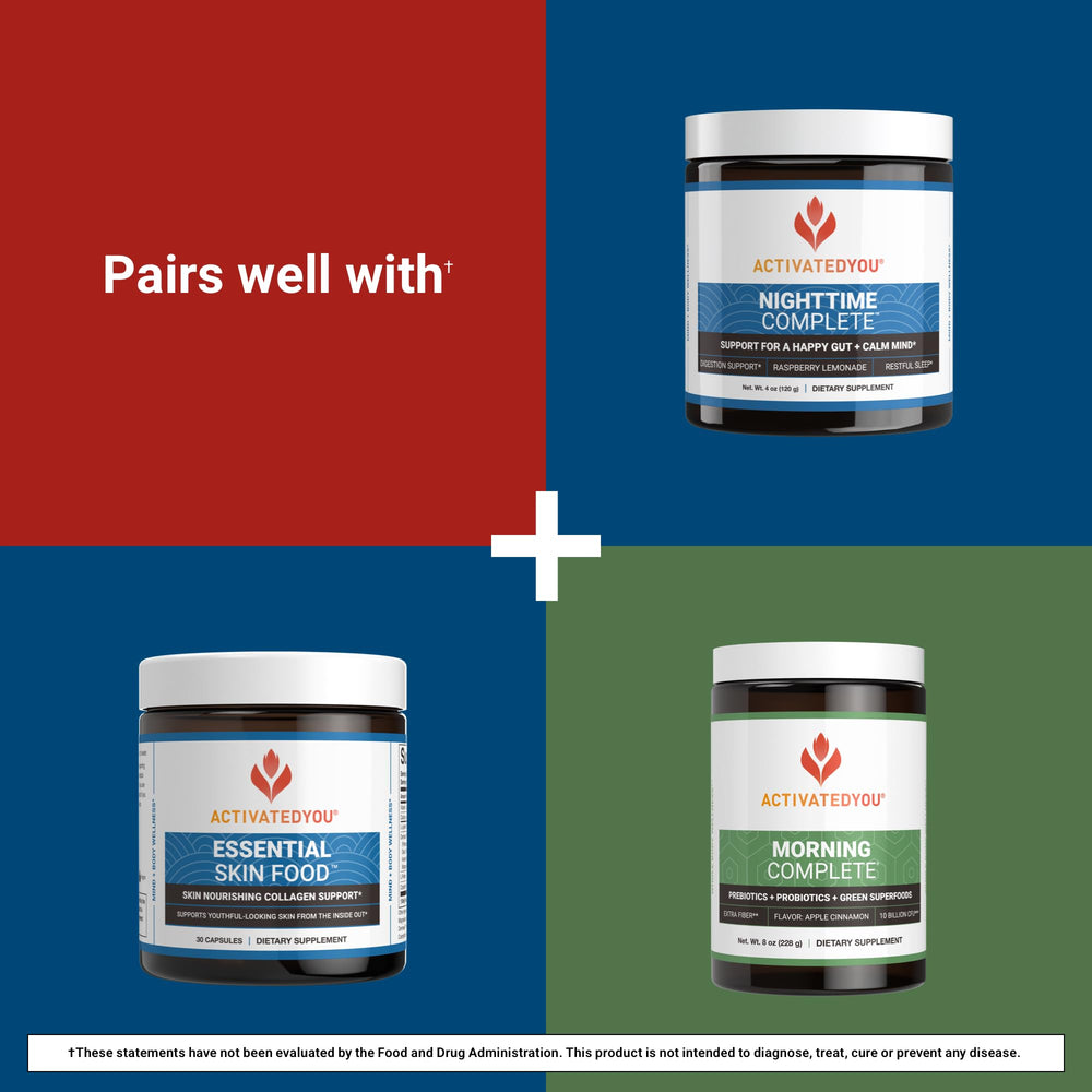 ActivatedYou Advanced Restorative Probiotic capsules contributing to radiant skin and energy.