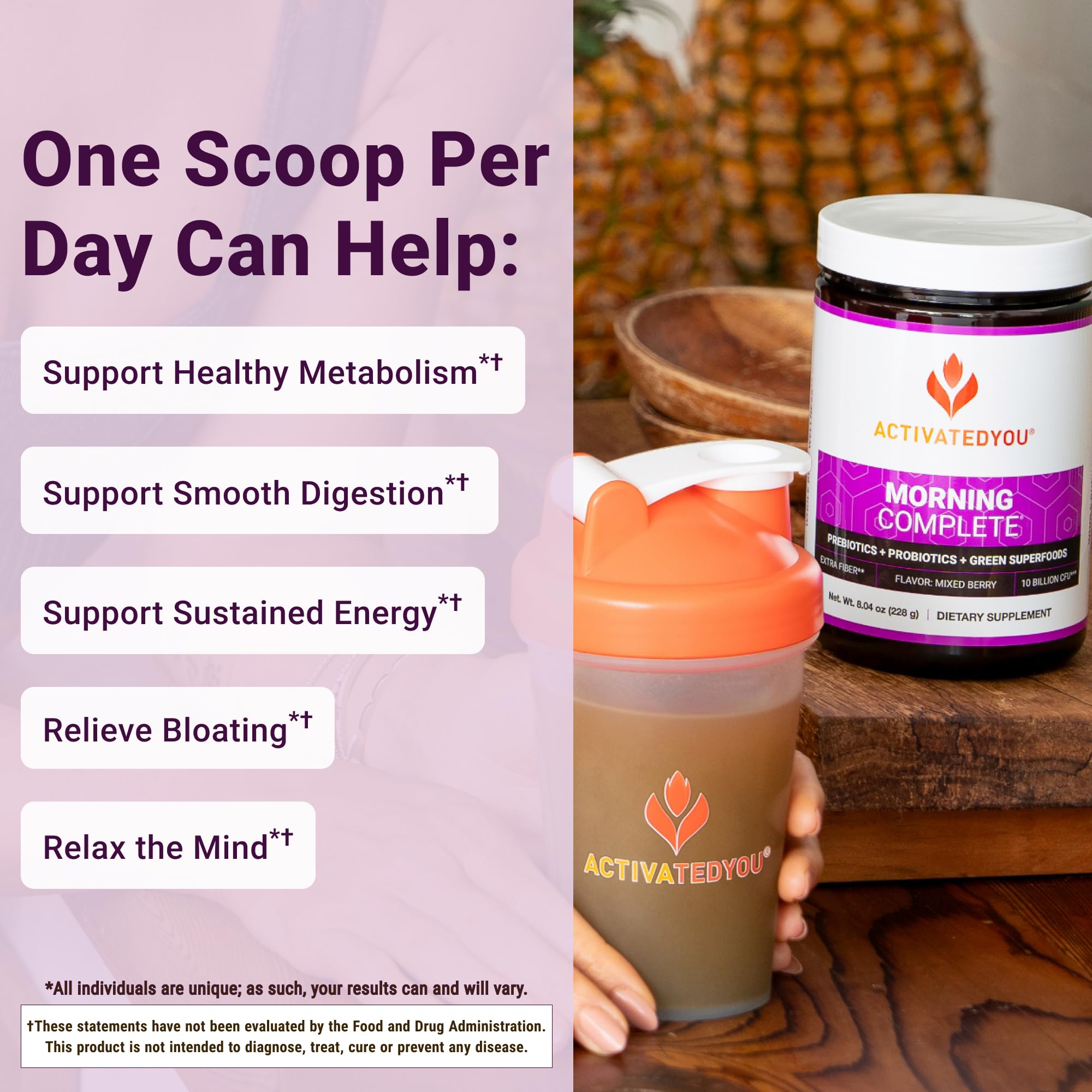 Mixed berry drink with ActivatedYou Morning Complete for a refreshing start.
