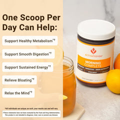 ACTIVATEDYOU Morning Complete powder being stirred in a glass for easy daily use.