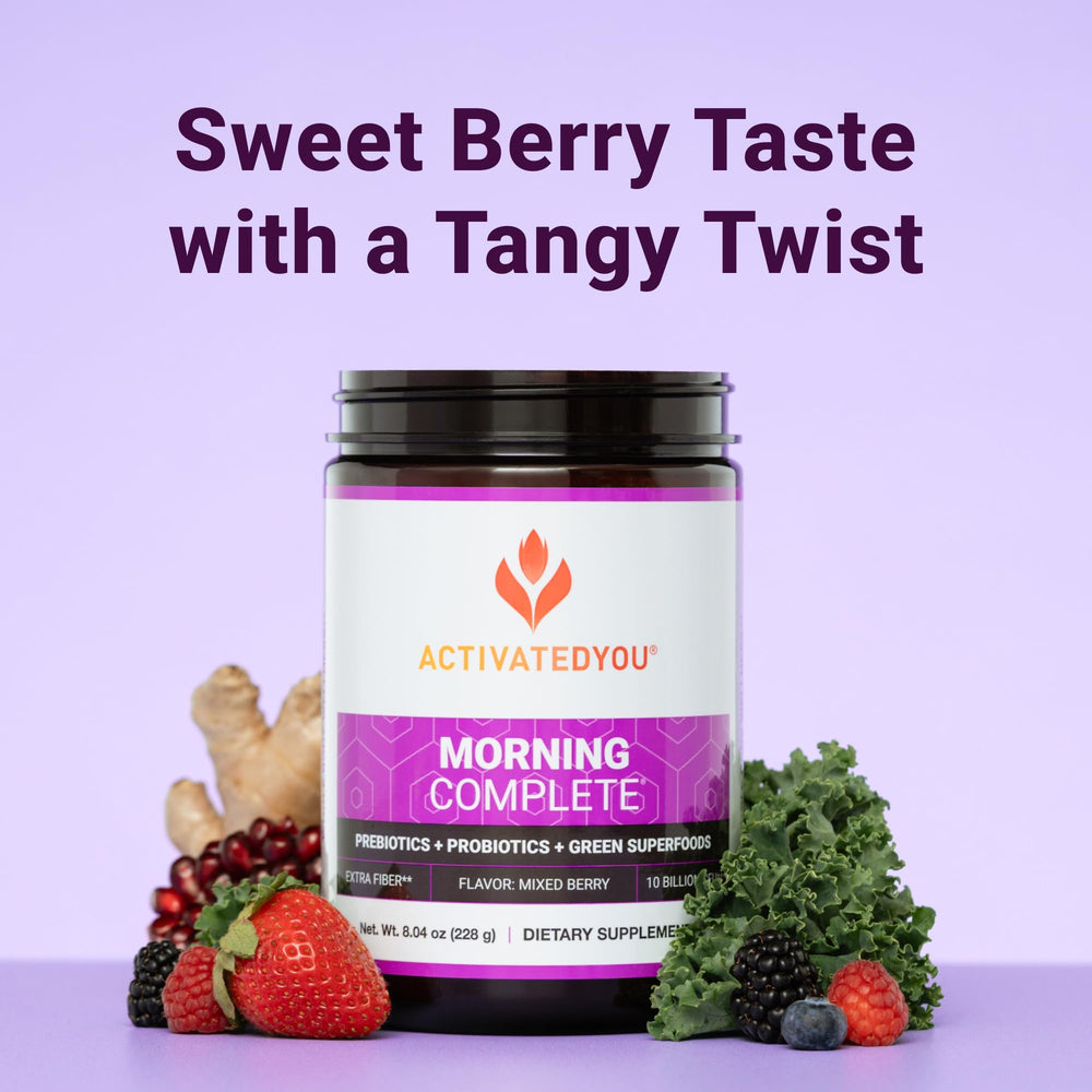 Visual of prebiotic fiber and antioxidant blends in ActivatedYou Morning Complete.