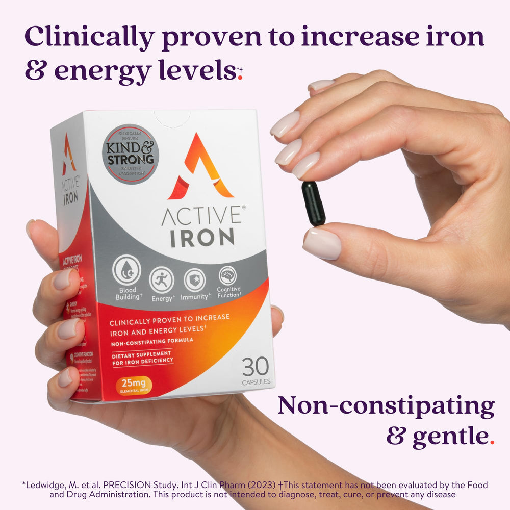 ActiveIron bottle front with clear branding and label
