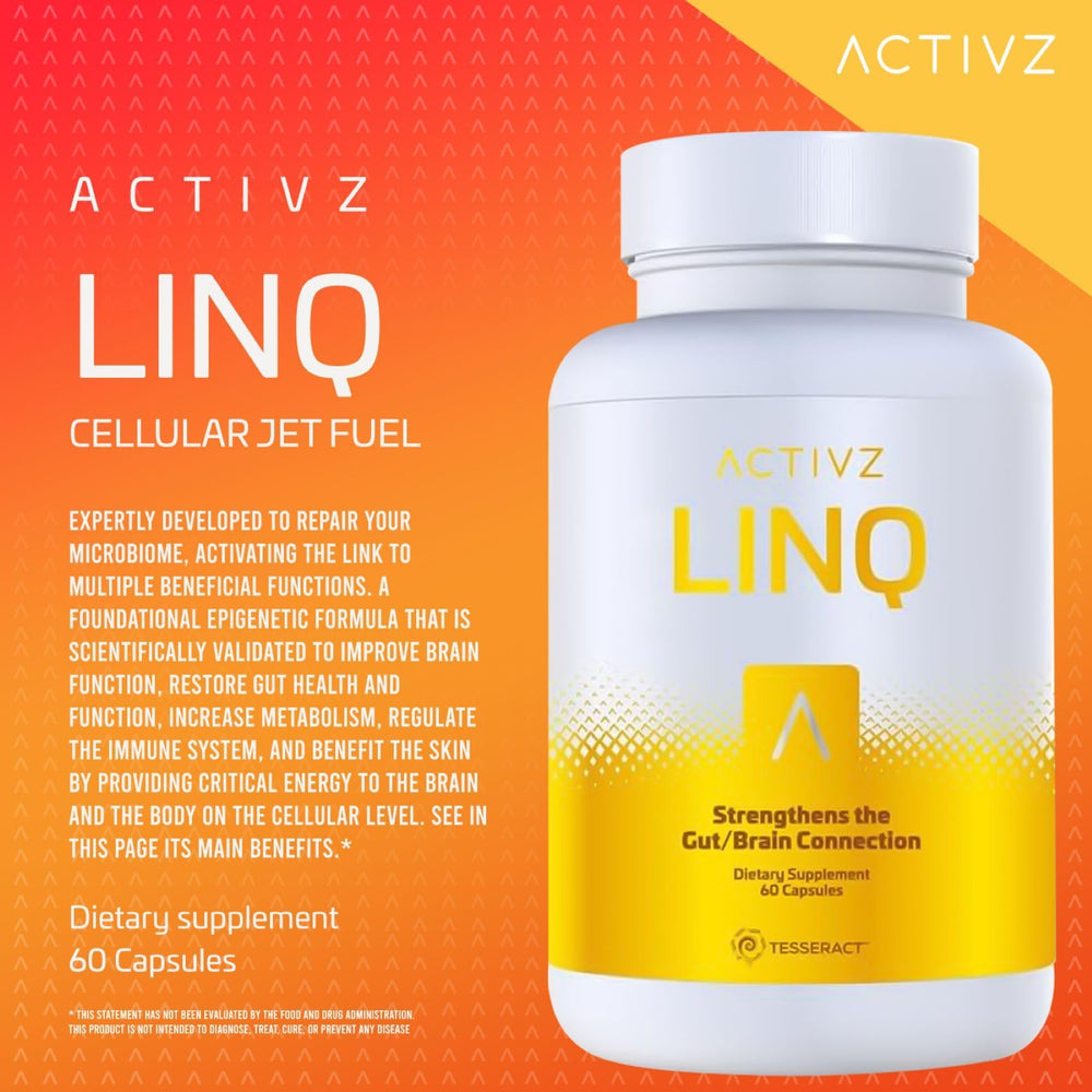 Activz LINQ bottle highlighting skin radiance and overall vitality