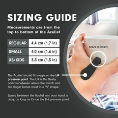 Aculief adjustable-fit clip suitable for non-dominant hand wear.
