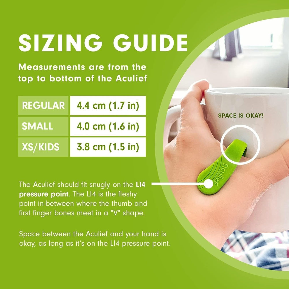 Aculief fit across multiple sizes including Green XS option.