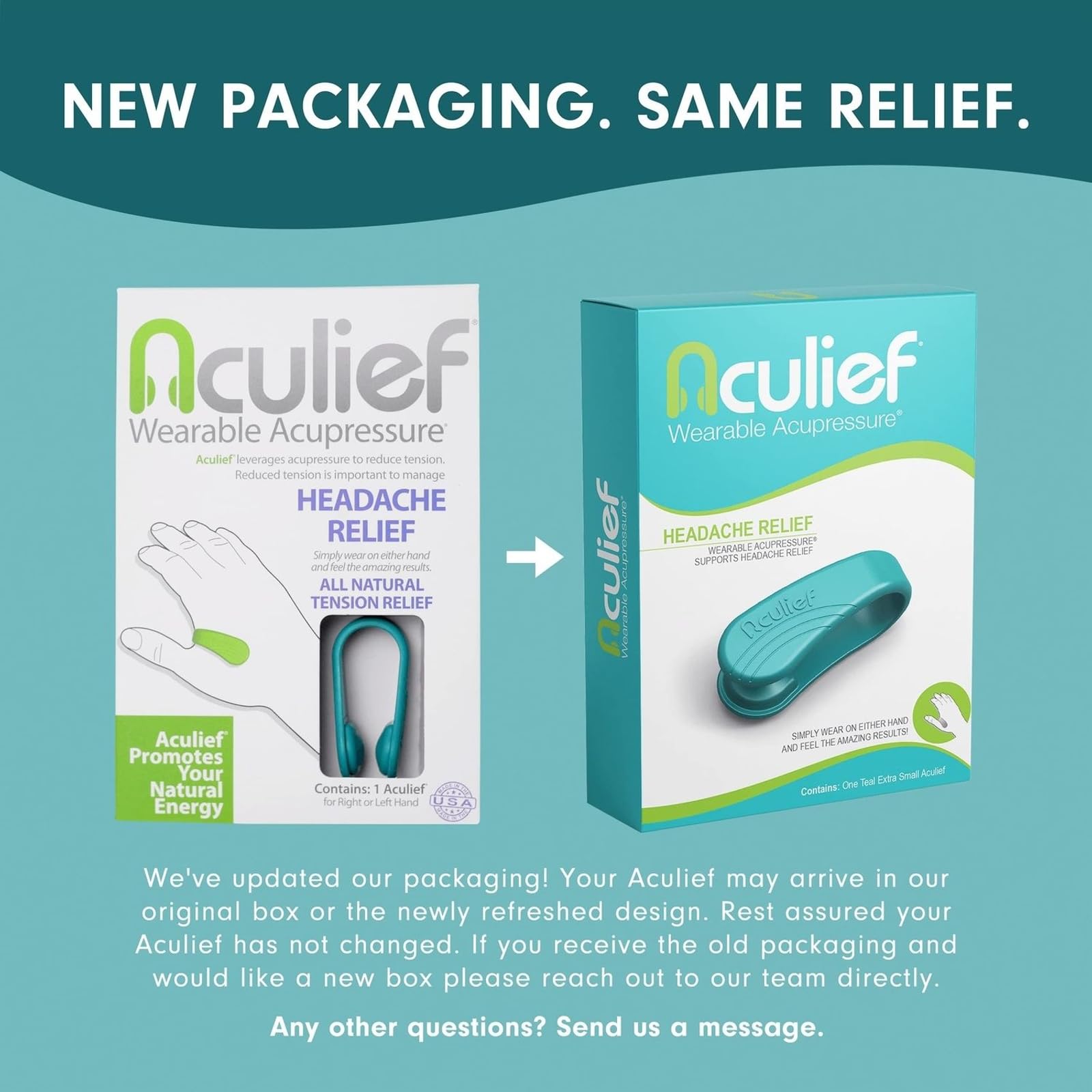 Aculief clip on the non-dominant hand for comfortable wear