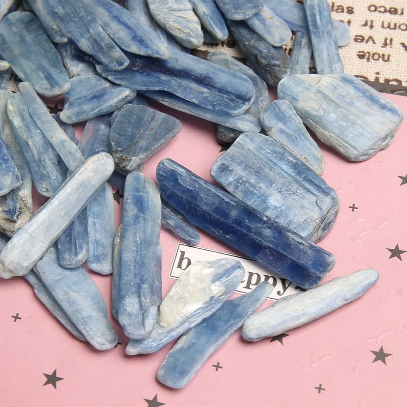 Acxico blue kyanite blade in hand to show scale and beauty