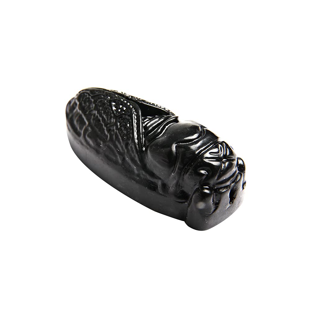 Acxico cicada pendant in dark green jade, calm energy and style
