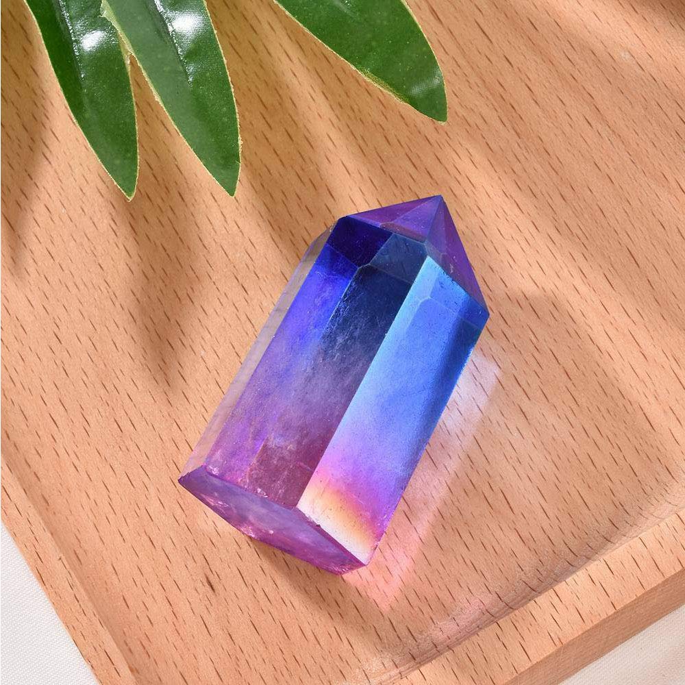 Acxico natural electroplated crystal column close-up shows clarity and polish for display.