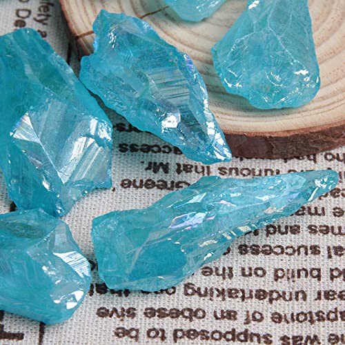 Acxico Rainbow Aura Lemurian Quartz blue crystal point makes a thoughtful crystal gift