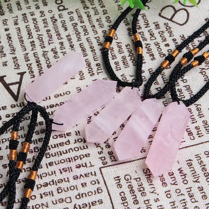 Acxico Rose Quartz Pendulum Necklace as a decorative home accent