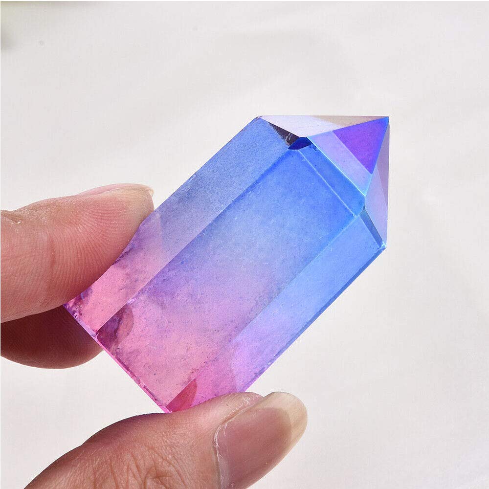 Acxico Titanium Rainbow Quartz obelisk wand packaging, ready for gifting or display.