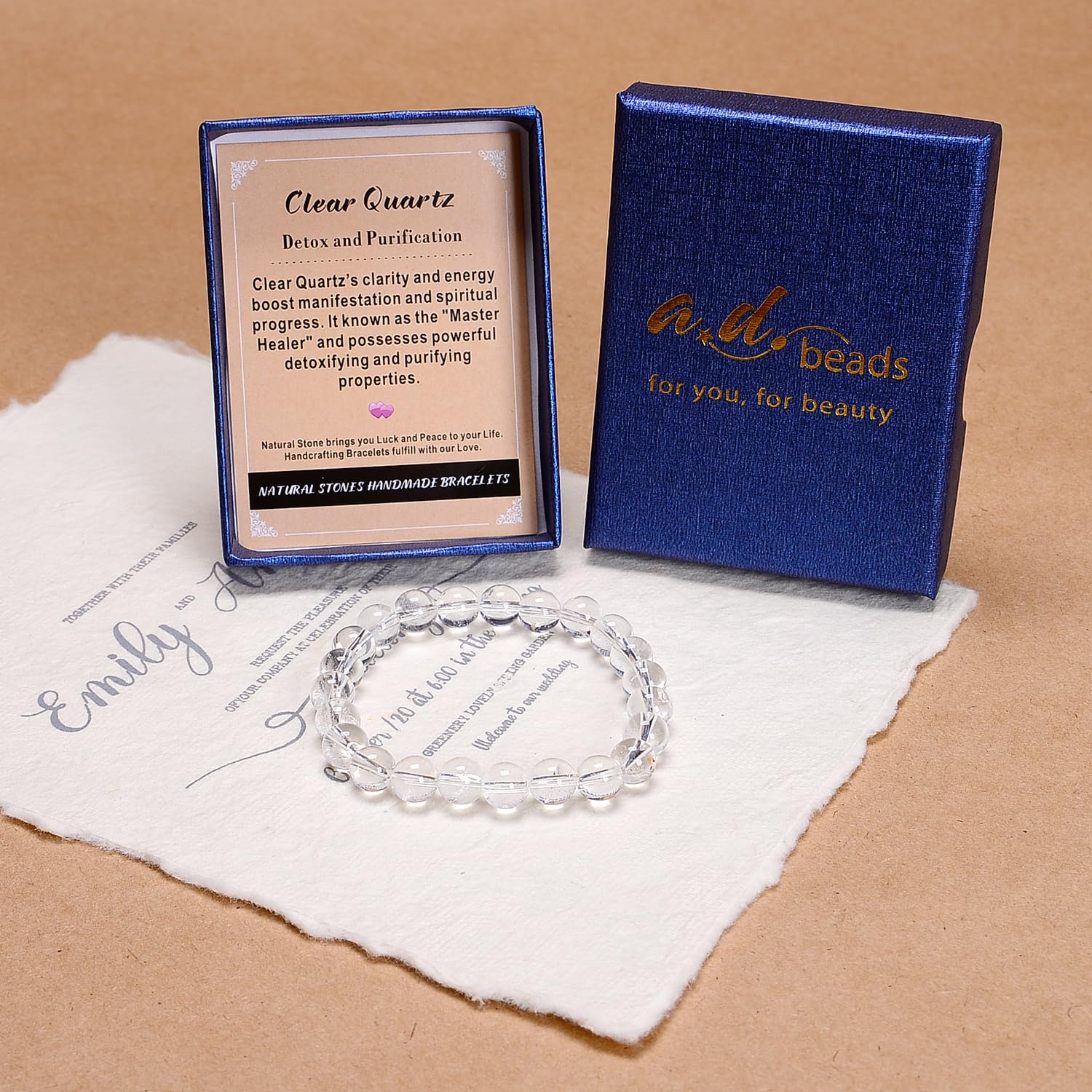 AD Beads Handmade Gemstone Bracelet lifestyle shot emphasizes artisanal craftsmanship and natural beauty.
