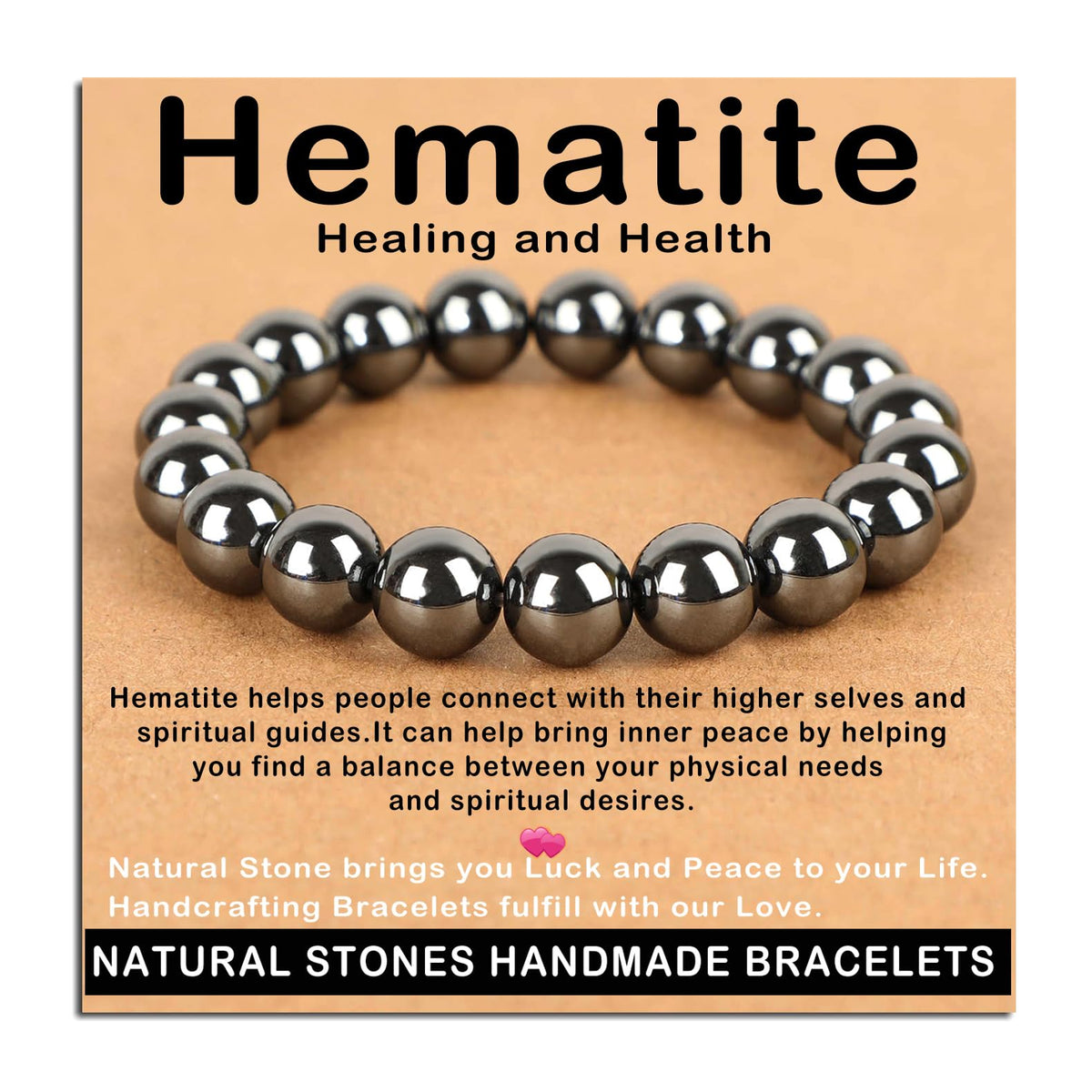 AD Beads hematite bracelet close-up, grounding style for daily wear
