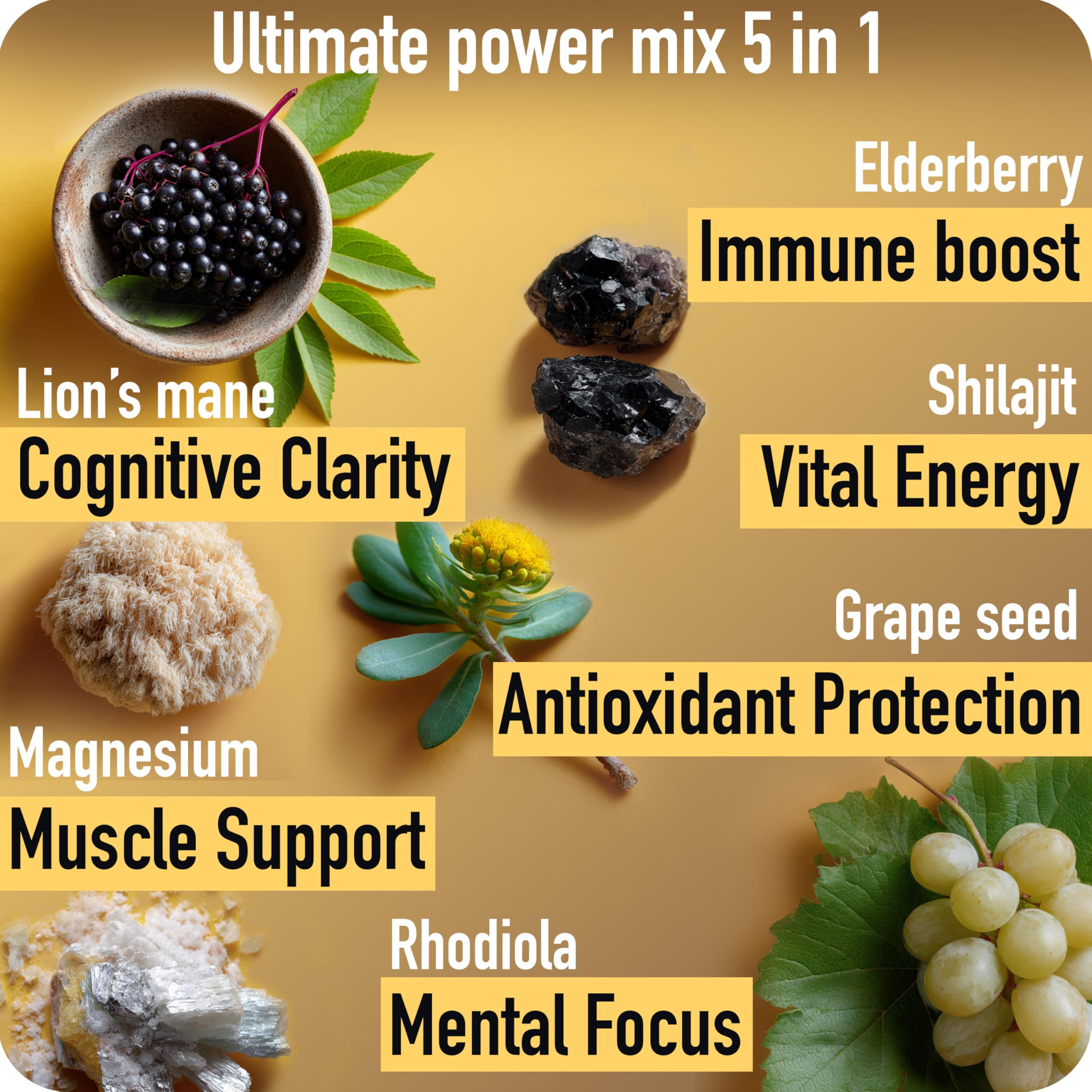 ad hoc gold shilajit gummies pouring action suggests easy, mess-free daily energy.