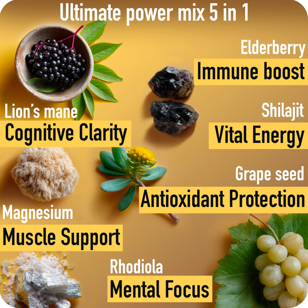 ad hoc gold shilajit gummies pouring action suggests easy, mess-free daily energy.