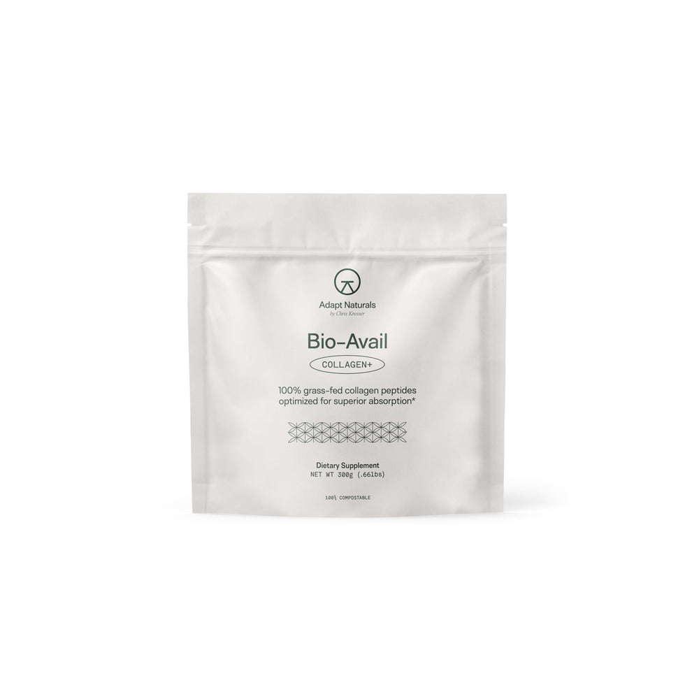 Adapt Naturals Bio-Avail Collagen+ scoop with glass for easy daily use and skin support