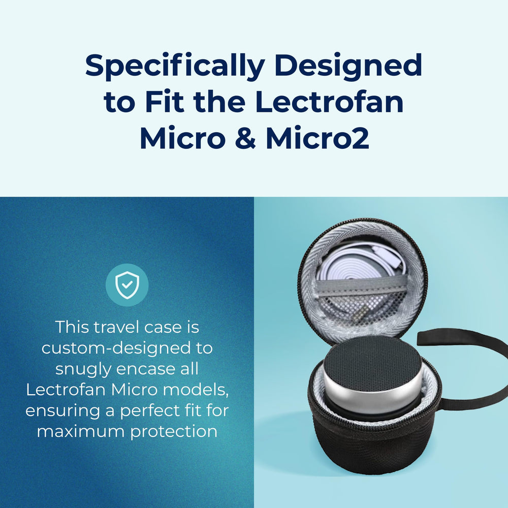 LectroFan Micro2 travel case protects your sleep device during trips.