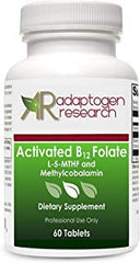 Adaptogen Research Activated B12 Folate Lozenges bottle with fast-dissolving tablets for daily vitality.