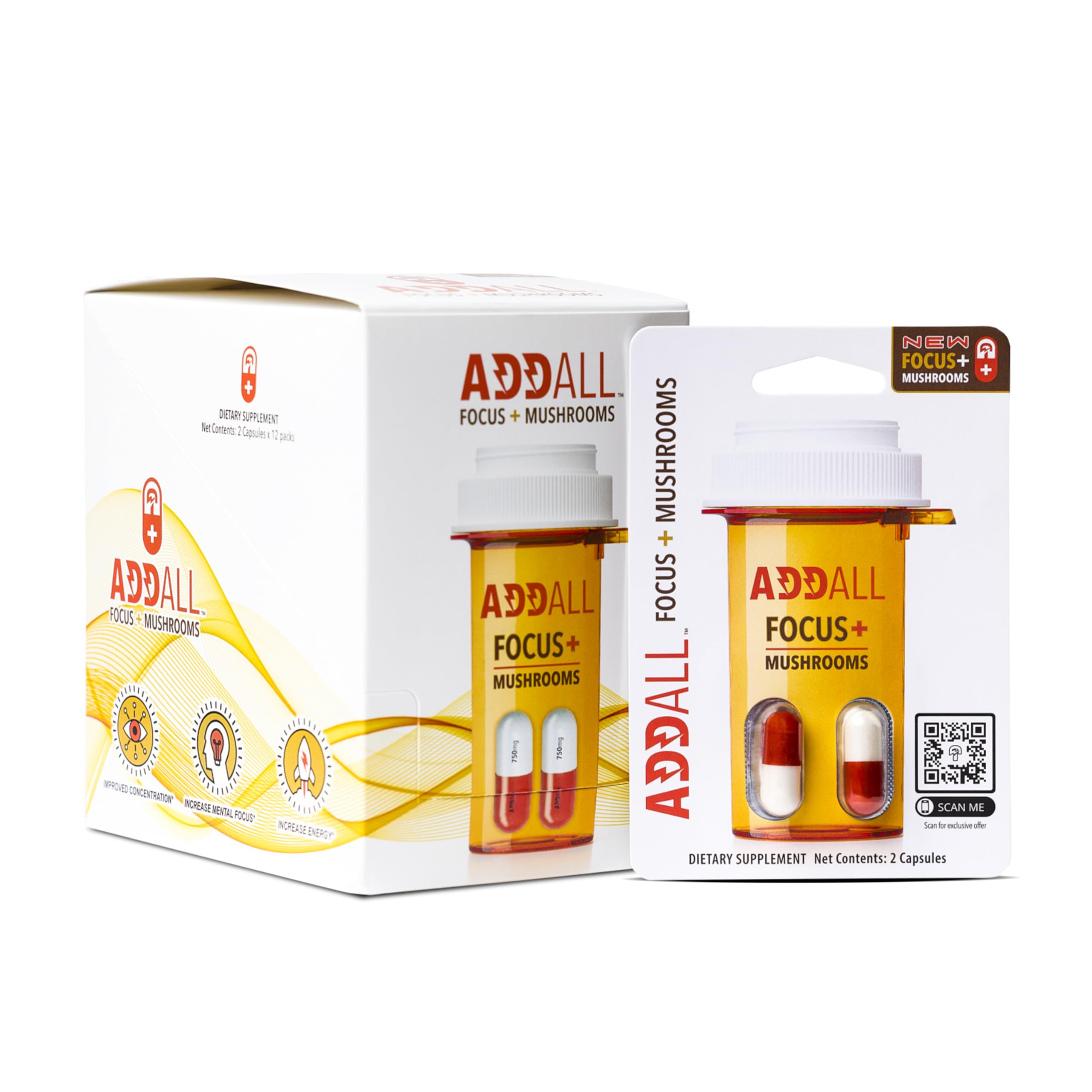 Addall Focus Mushrooms memory pill close-up for study focus.