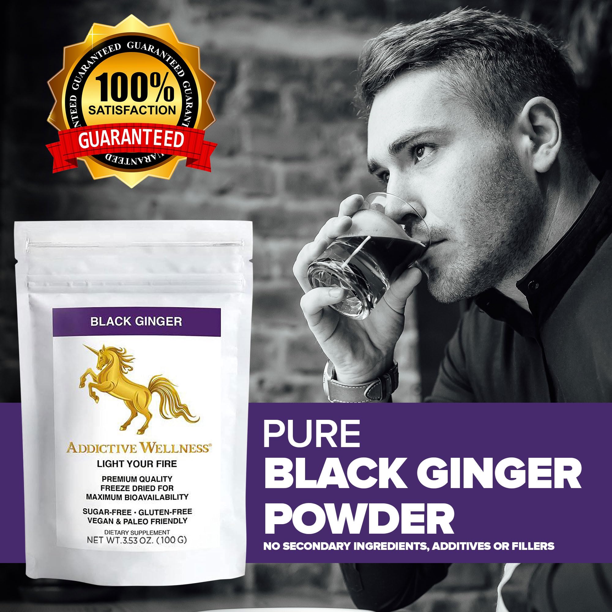 Addictive Wellness ingredient panel highlights purity and product integrity