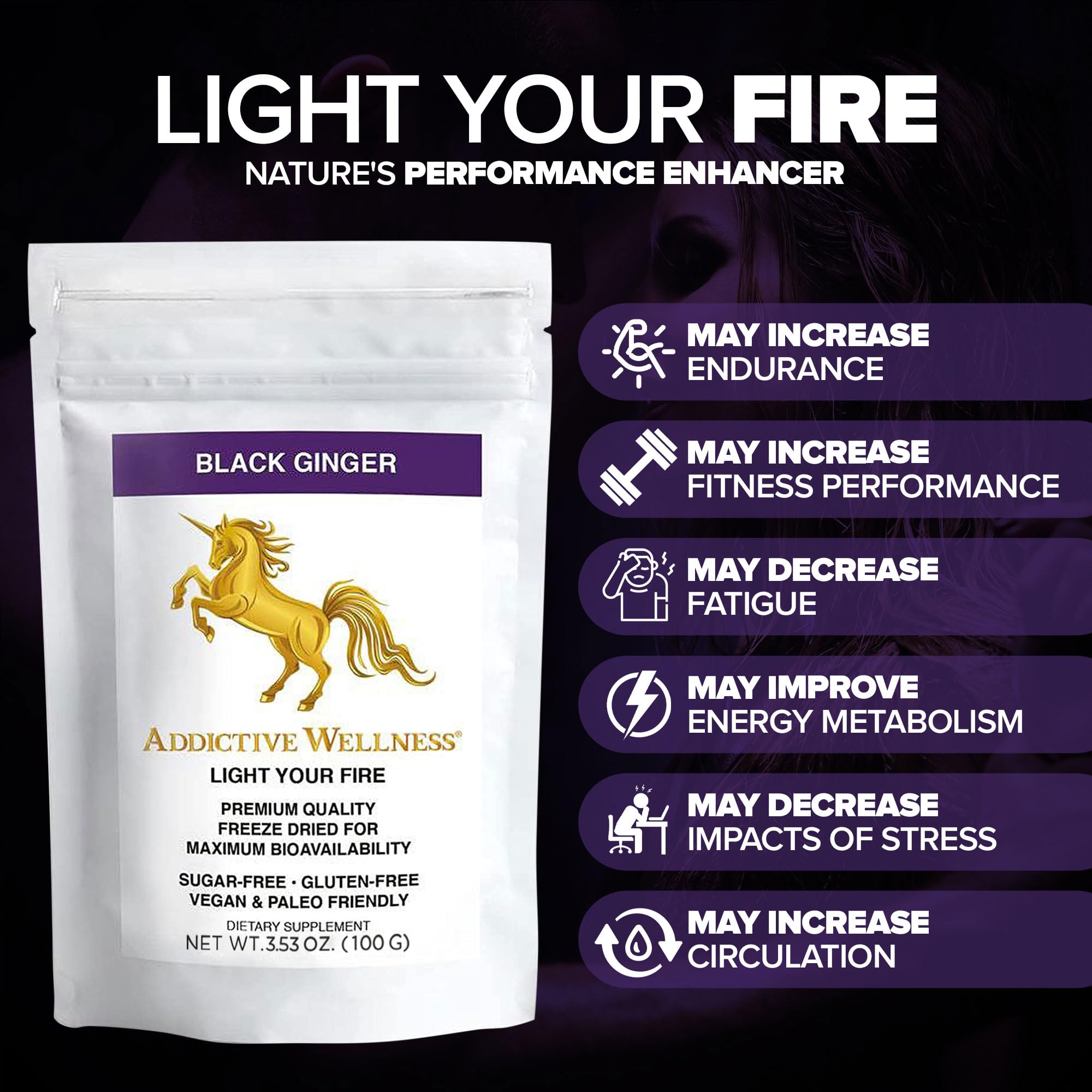 Addictive Wellness Thai Black Ginger powder pour shows easy daily dosing