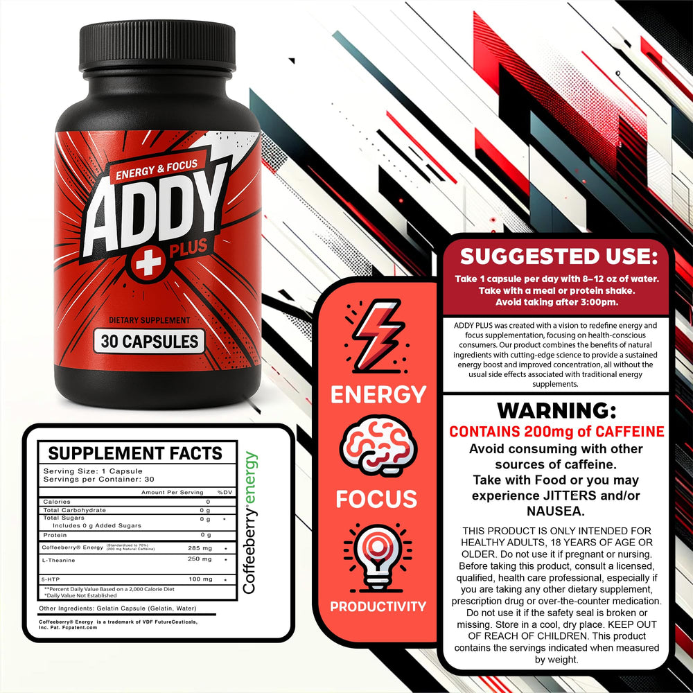 Addy Plus energy moment conveys clean steady alertness