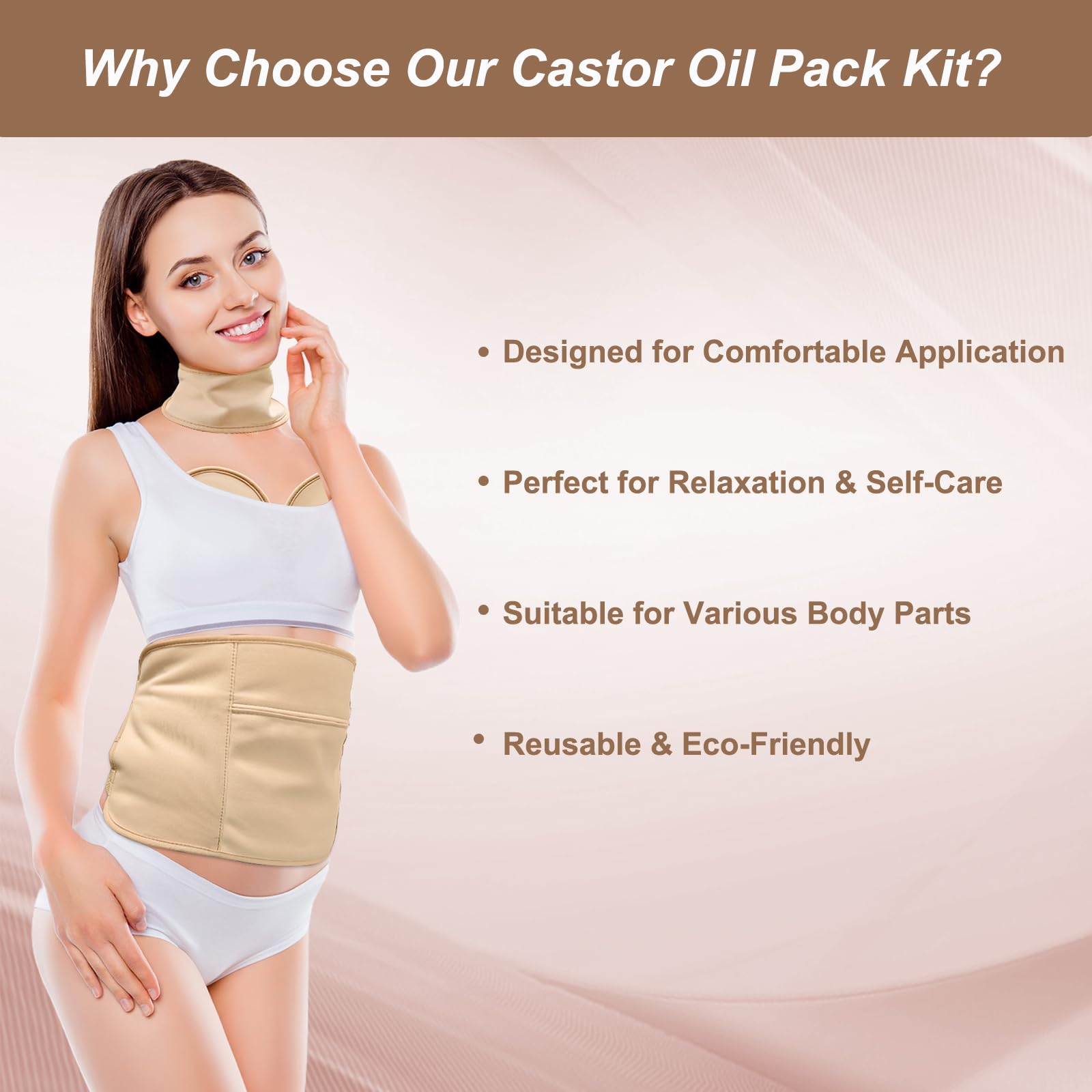 ADEQUAS Castor Oil Pack Wrap chest-left adjustable fit for secure placement