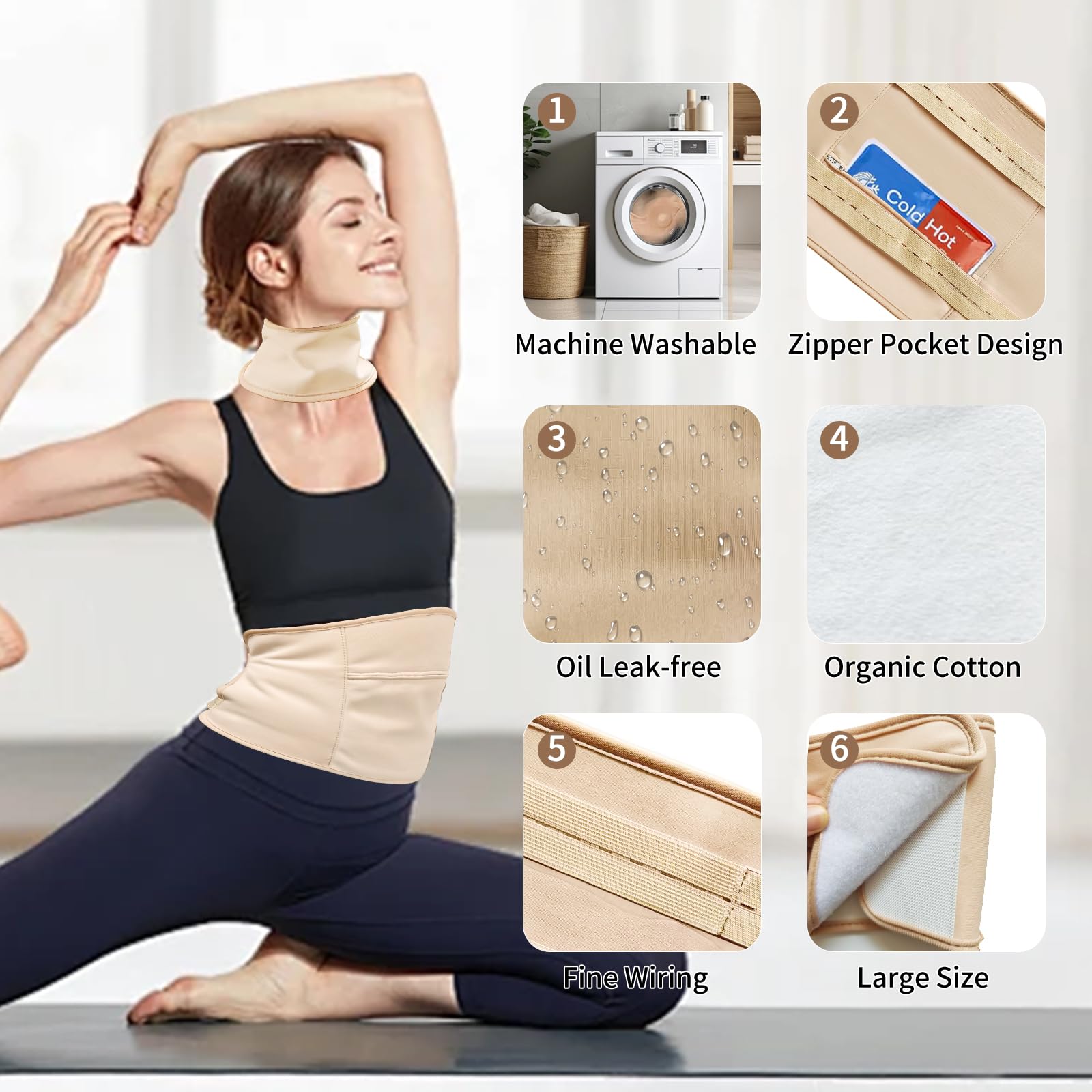 ADEQUAS Castor Oil Pack Wrap leg-left stays in place during daily activities