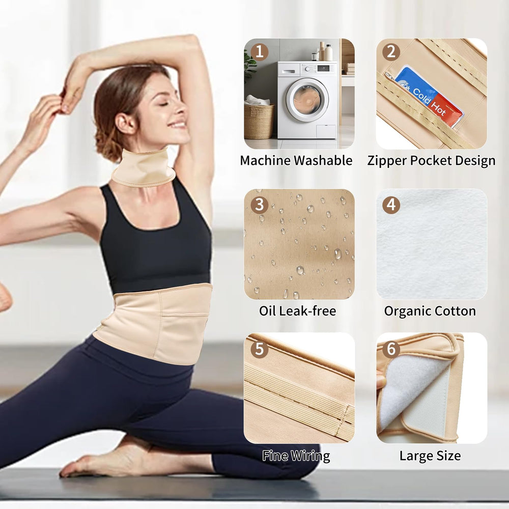 ADEQUAS Castor Oil Pack Wrap leg-left stays in place during daily activities