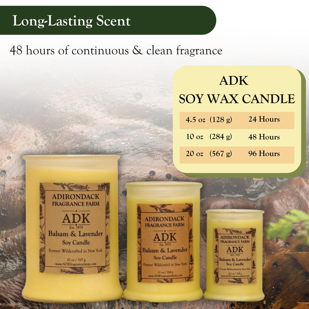 Adirondack Balsam and Lavender candle decor adding a cozy touch to any room.