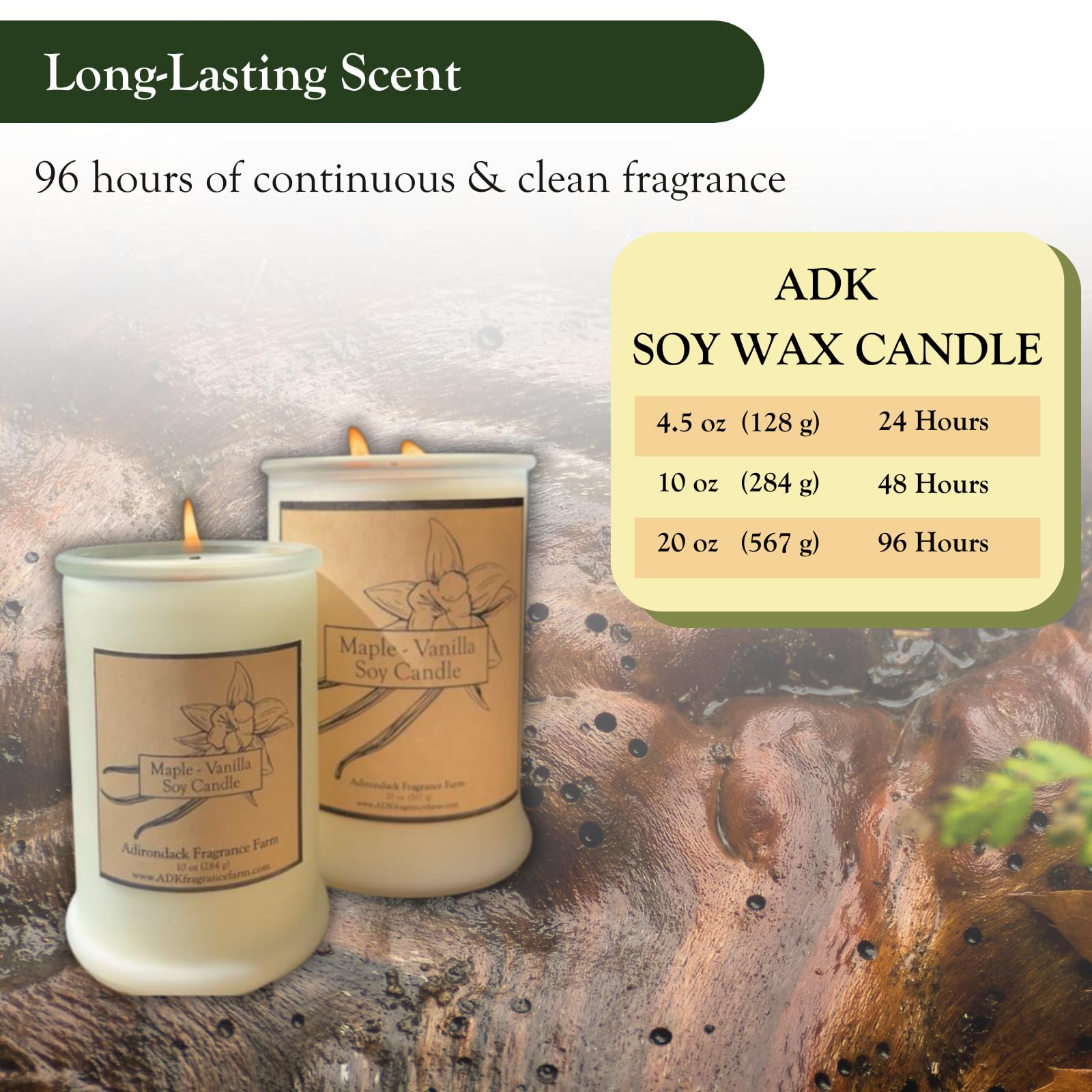 adirondack Maple Vanilla candle glow enhances cozy evenings