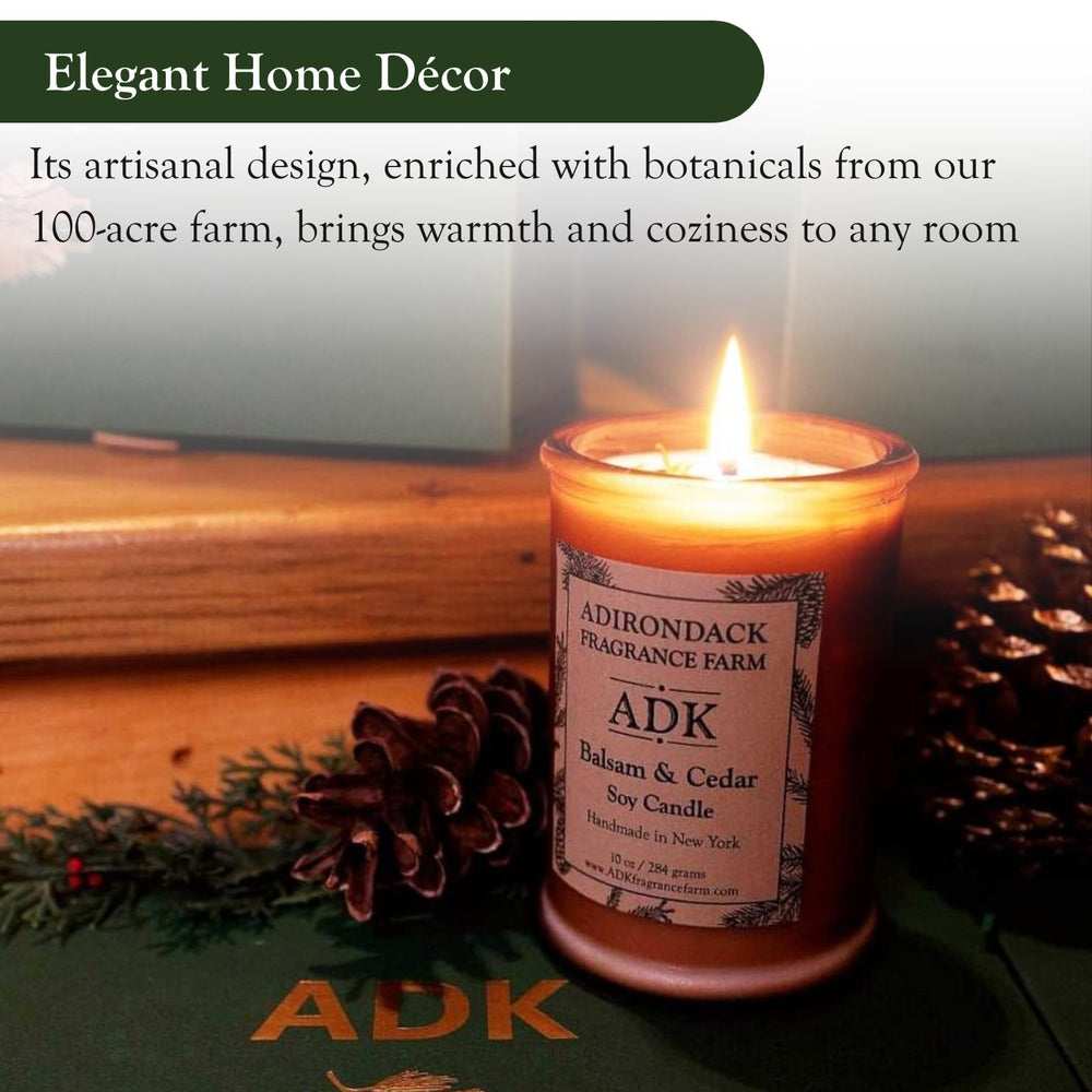 ADK Balsam & Cedar scent swirls with outdoorsy notes for relaxation.