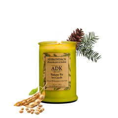 ADK Balsam & Fir Candle jar close-up highlighting clean burn and natural wax