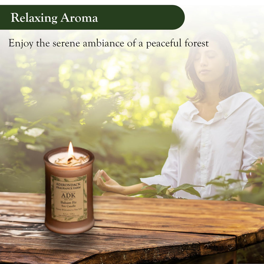 ADK Balsam & Fir Candle lit glow creating warm home ambiance