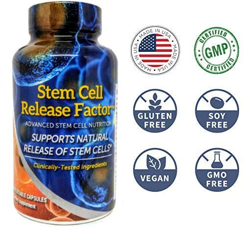 ADN Stem Cell Release Factor capsules pouring to illustrate convenient daily intake